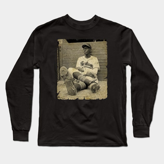 Satchel Paige Watches His Teammates Practice, 1948 Long Sleeve T-Shirt by SOEKAMPTI